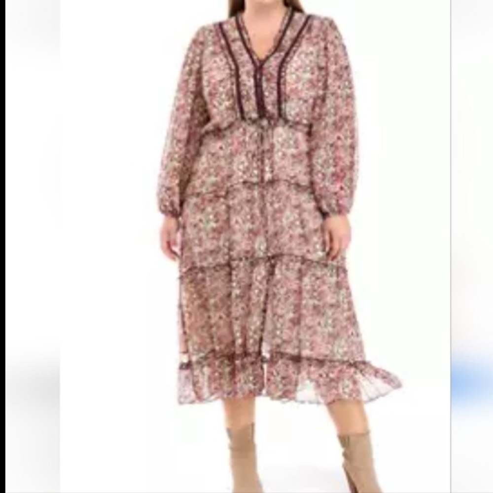 Wonderly Floral Long Sleeve Maxi Dress Size M
